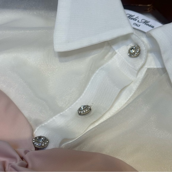 Chic Blush Ruched Mini Dress with Sheer Sleeves - Picture 4 of 4